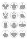 Chinese zodiac icons set. Simple and cute design. Vector illustration. Royalty Free Stock Photo